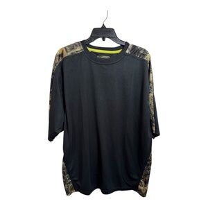 Fishouflage T-Shirt Mens Size XL Black Camoflage Short Sleeve Fishing Hunting